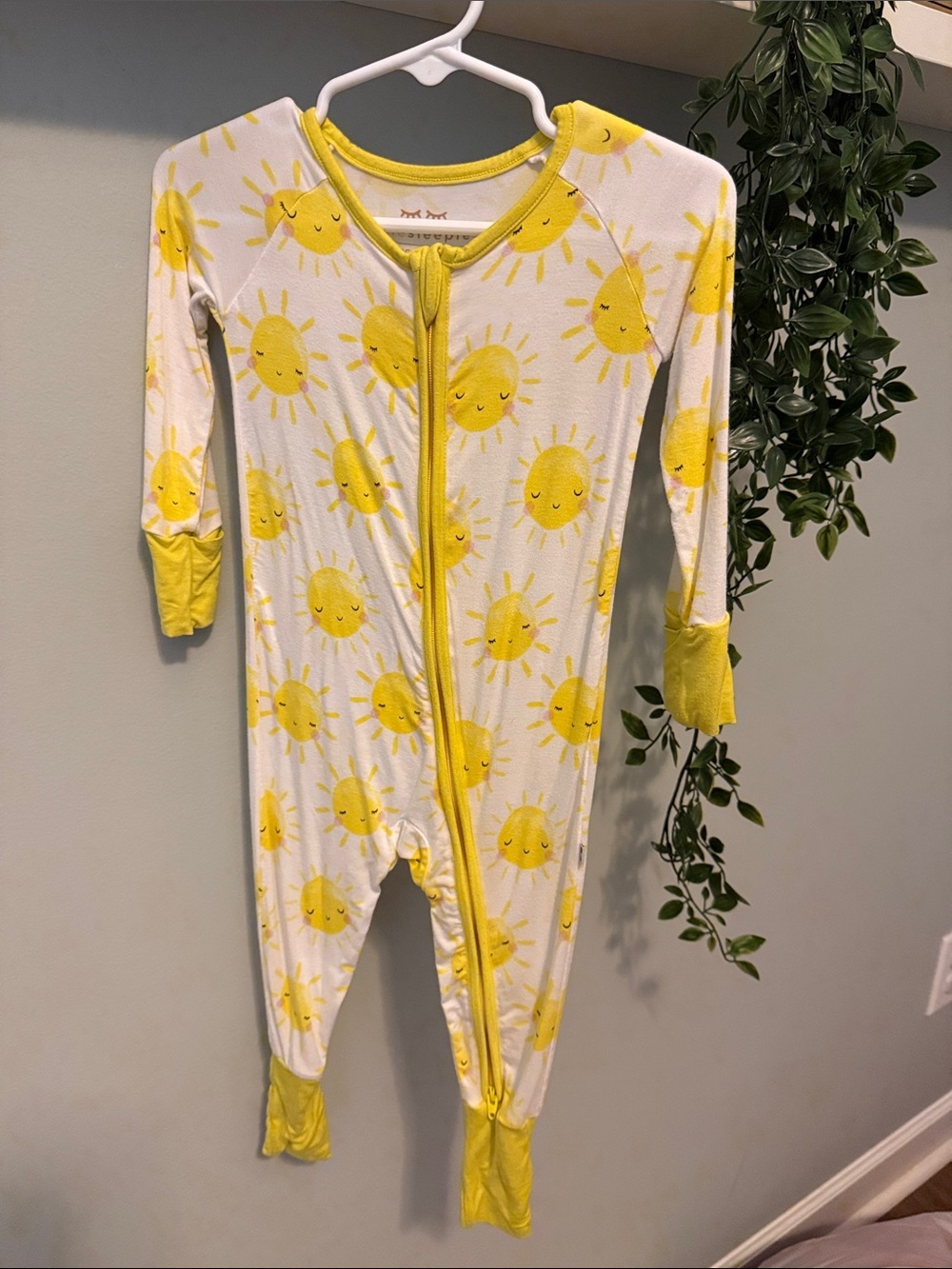 Little Sleepies White and Yellow Sun Print Footie